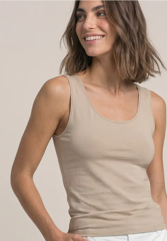 Anni basic top Clay Sand  Sandfärgat linne - 5