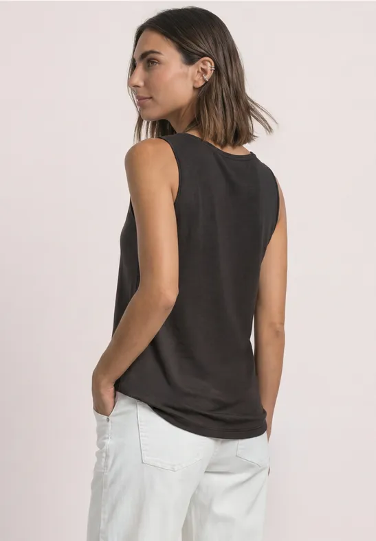 Anni basic top Black Coffee Brunt  linne - 4