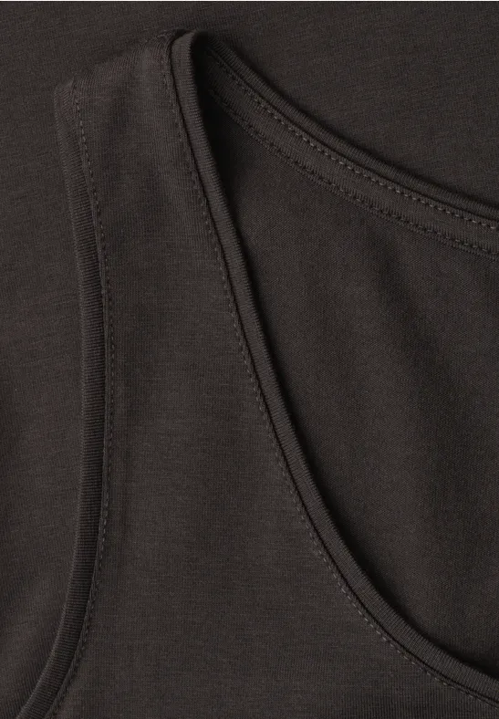 Anni basic top Black Coffee Brunt  linne - 3