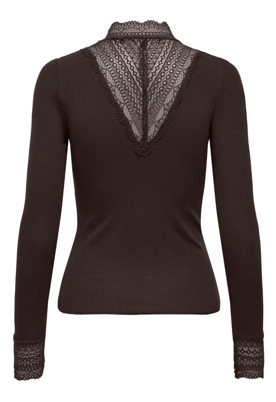 Only Tilde High Neck Lace Top Brown - 2