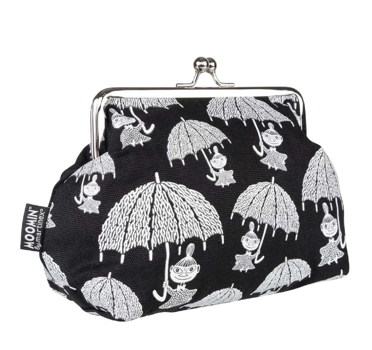 Mumin Tygpåse med knäppe 20 x 15 cm - Regn Svart/Vit - 2