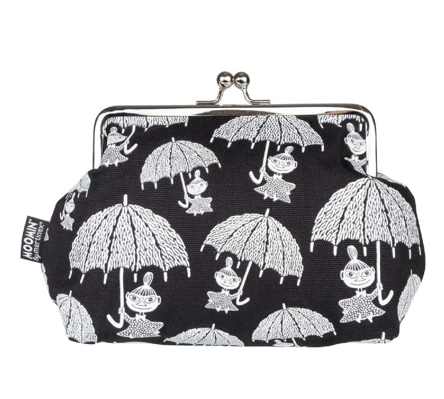 Mumin Tygpåse med knäppe 20 x 15 cm - Regn Svart/Vit