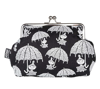 Mumin Tygpåse med knäppe 20 x 15 cm - Regn Svart/Vit