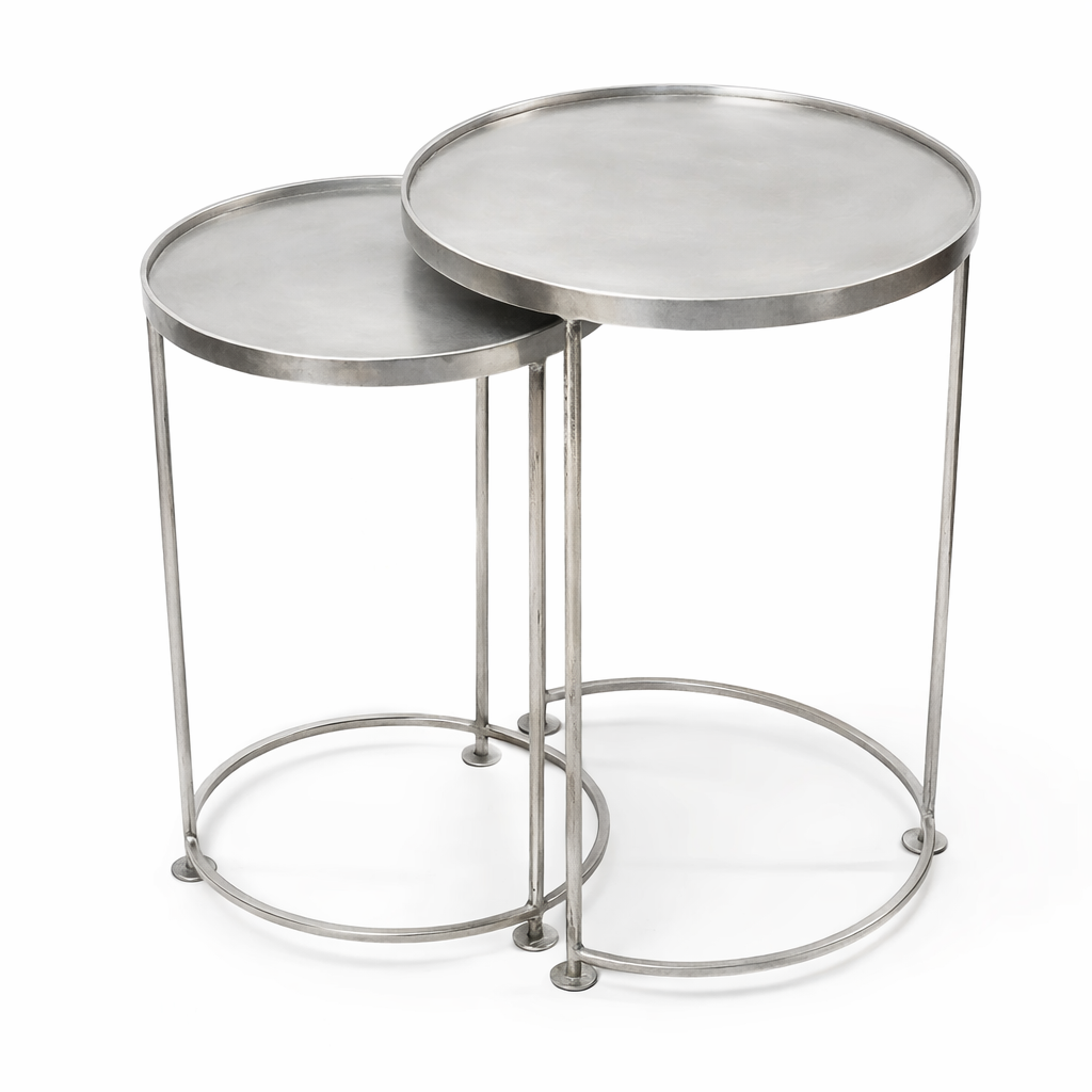 THG Side Table, Silver Antique Set Of 2