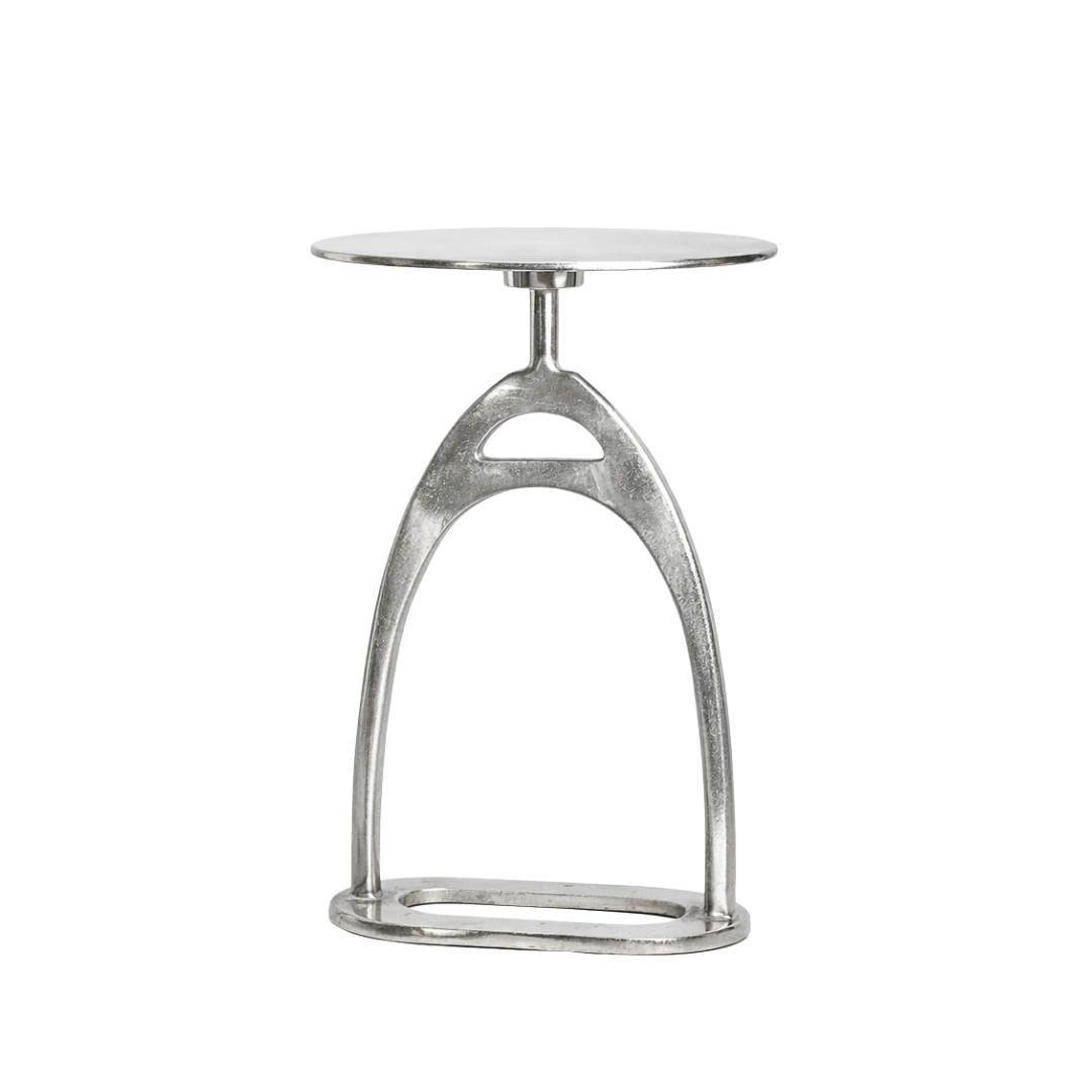 THG Side Table Equestrian Stirrup Nickel - Large