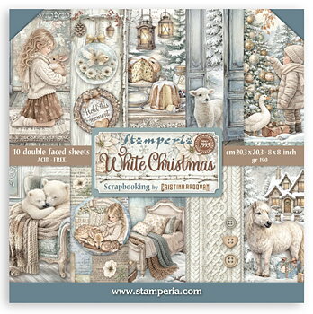 Stamperia Paper Pad 8X8 - White Christmas 