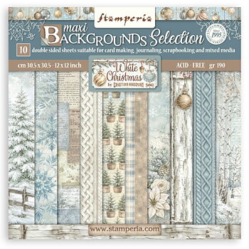 Stamperia Paper Pad 12X12 - White Christmas Maxi Backgrounds