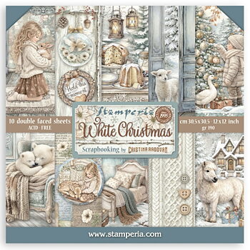 Stamperia Paper Pad 12X12 - White Christmas 
