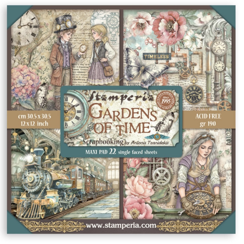 Stamperia Paper Pad 12X12 - Gardens of Time (Single Face)