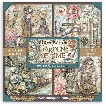 Stamperia Paper Pad 12X12 - Gardens of Time (Single Face)