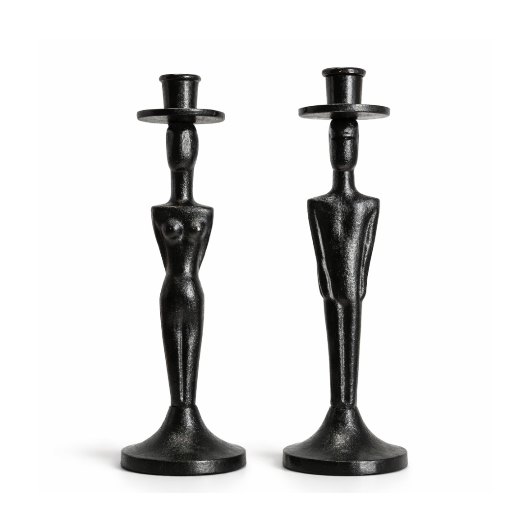 THG Man & Woman Candle Holder Black