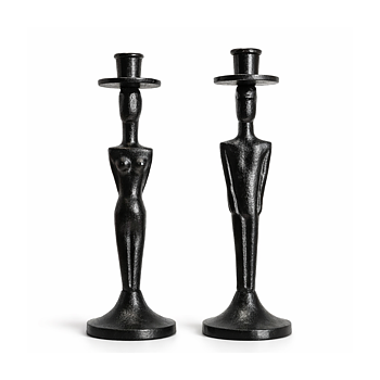 THG Man & Woman Candle Holder Black