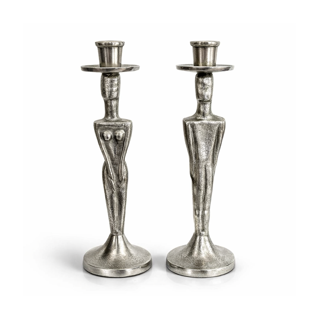 THG Man & Woman Silver Candleholder