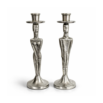 THG Man & Woman Silver Candleholder