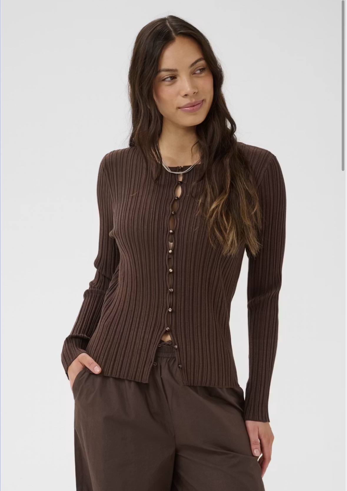 Saint Tropez Sigrida Cardigan Chocolate Brown