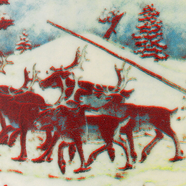 Andreas Alariesto (Lappi 1981) Wall Plaque "Reindeers Drawing a Sledge in the Wilderness" 12 cm
