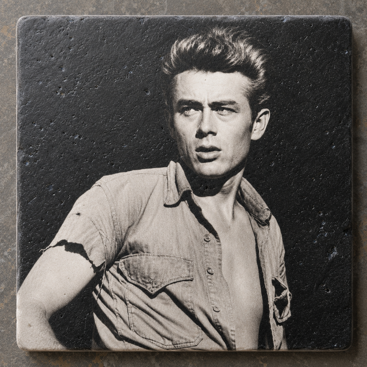 Glasunderlägg – James Dean som Jett Rink i Jätten (Giant)