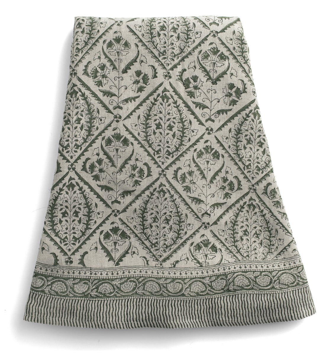 Chamois Rund Linneduk Jaipur Moss Green - 220cm