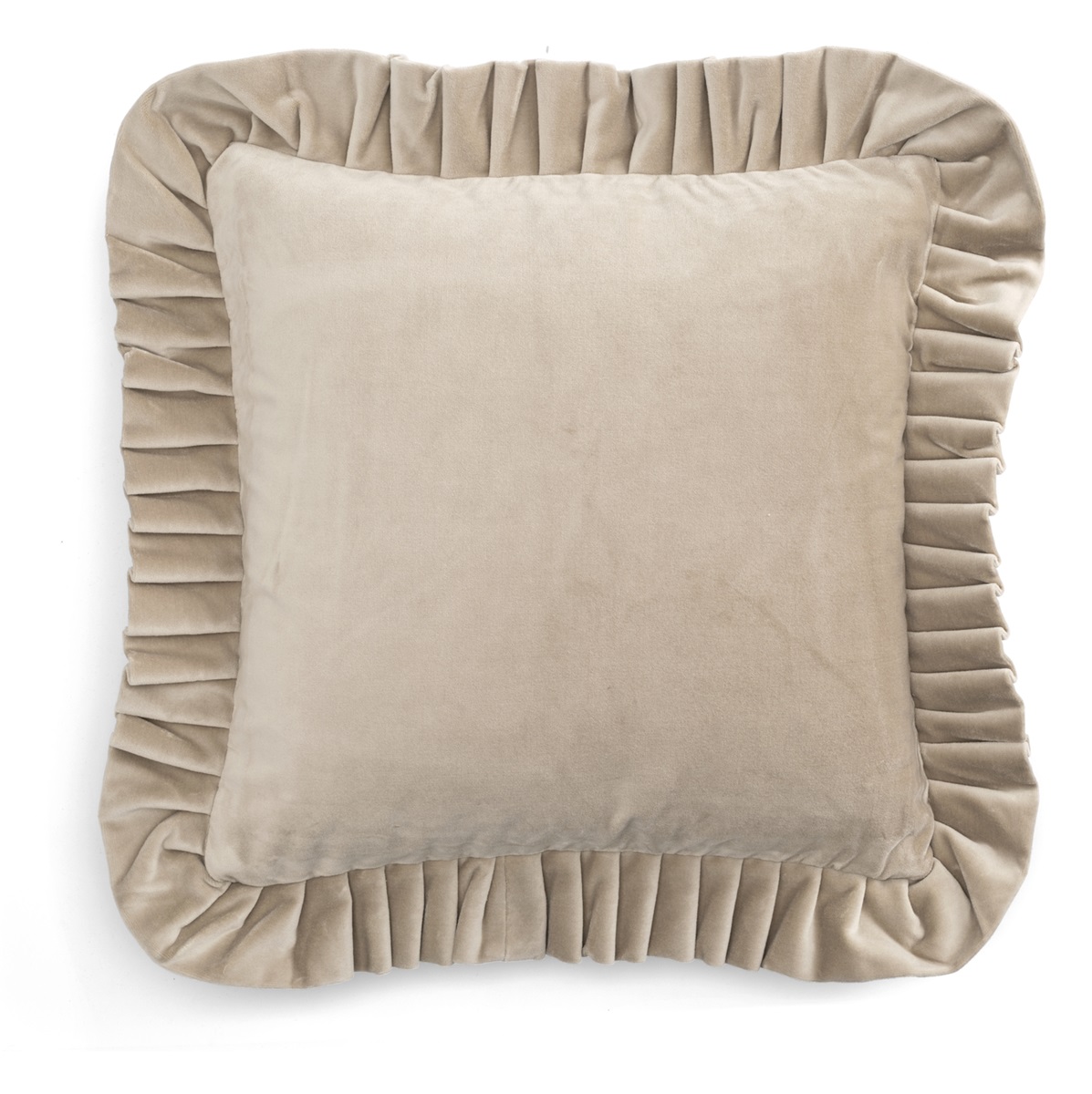 Chamois Kuddfodral Velvet With Ruffle Limestone - 45x45cm 