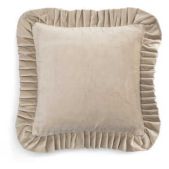 Chamois Kuddfodral Velvet With Ruffle Limestone - 45x45cm 
