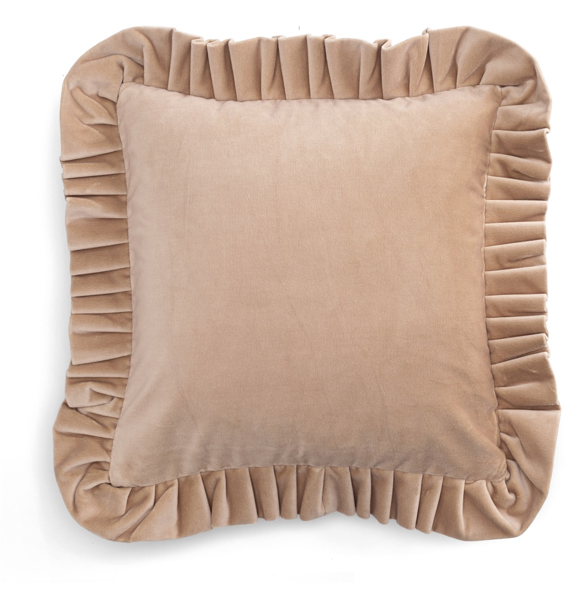 Chamois Kuddfodral Velvet With Ruffle Powder Rose- 45x45cm 