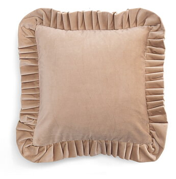 Chamois Kuddfodral Velvet With Ruffle Powder Rose- 45x45cm 