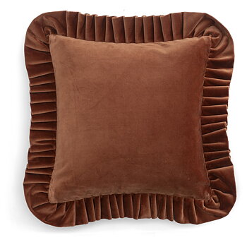 Chamois Kuddfodral Velvet With Ruffle Amber - 45x45cm