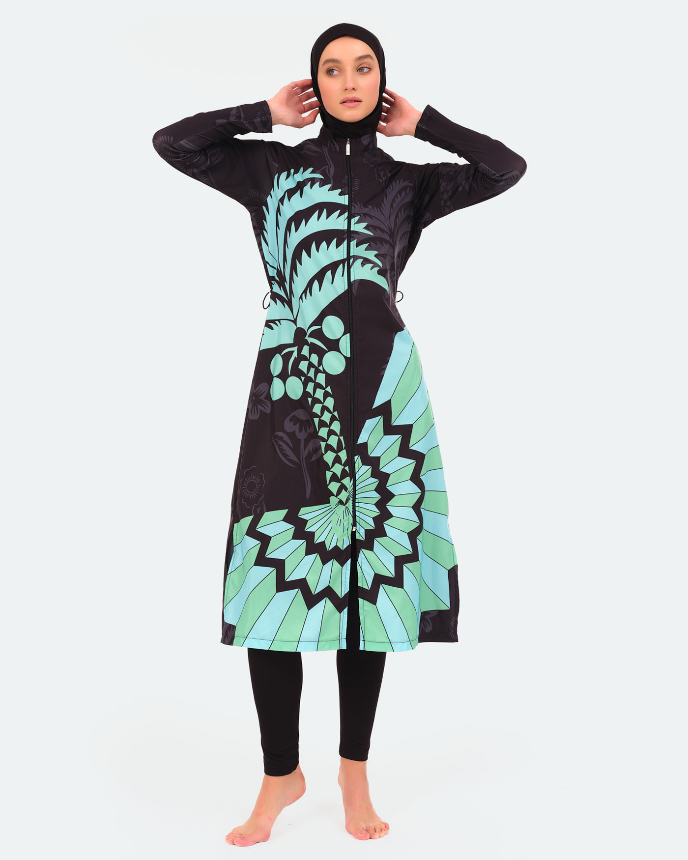 Muslim Swimsuit with hijab - Green - 3