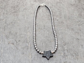 Star Necklace with Swedish Hematite, approx. 45 cm, 925 silver