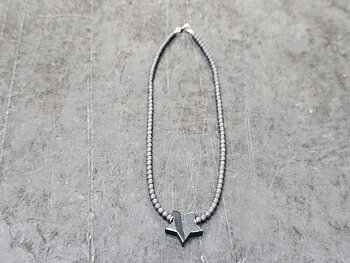 Star Necklace with Swedish Hematite, approx. 42 cm, 925 silver clasp