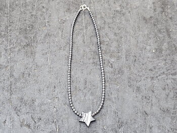 Star Necklace with Swedish Hematite, approx. 42 cm, 925 silver clasp