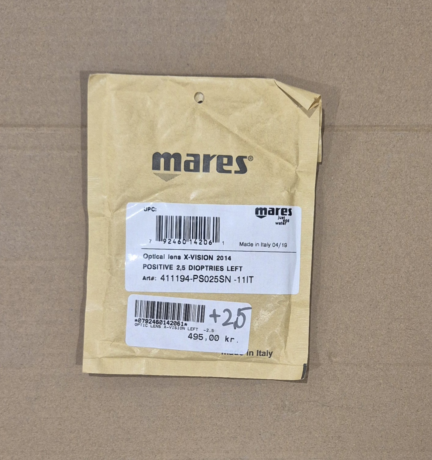 Mares Optical lens X-vision 2014, +2,5 *NY*
