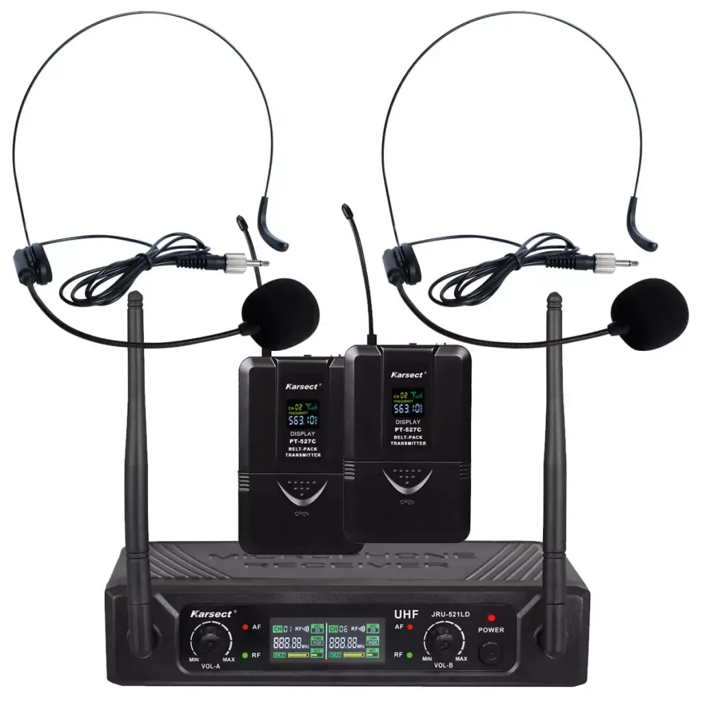Karsect JRU-521LD/PT-527C/HT-11A trådlöst med 2 x headset-mikrofoner
