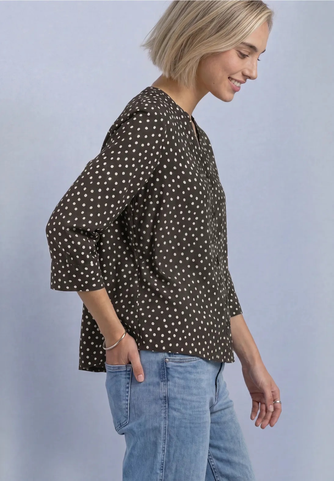 LTD QR Splitneck Blouse W butt - Black Coffee - Street One