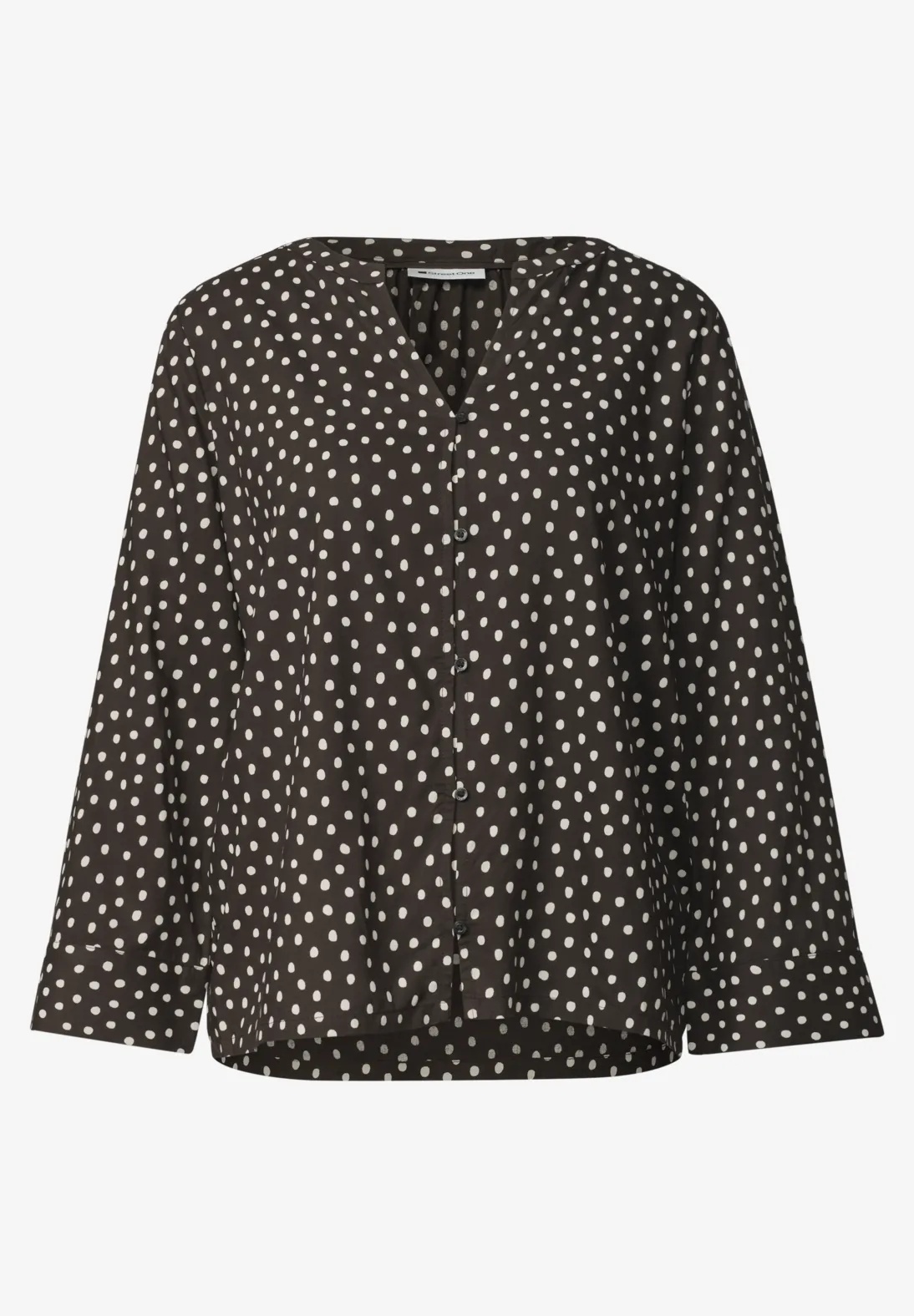 LTD QR Splitneck Blouse W butt - Black Coffee - Street One - 4