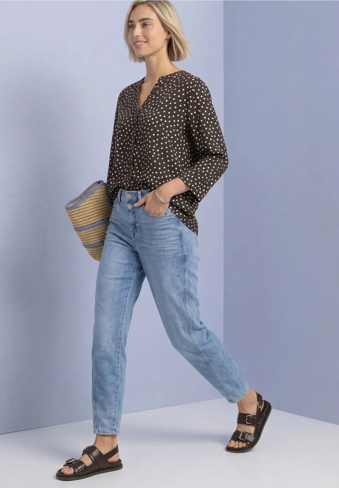 LTD QR Splitneck Blouse W butt - Black Coffee - Street One