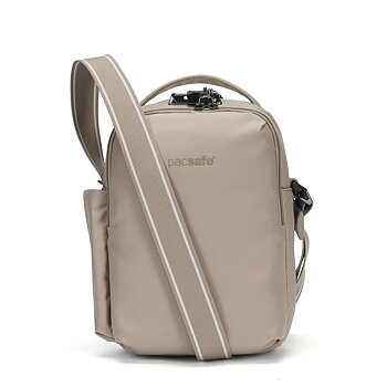 Stöldsäker axelremsväska - PACSAFE V Tour Crossbody Beige