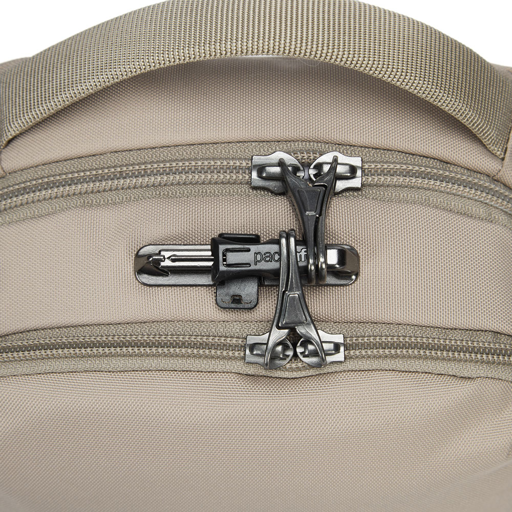 Stöldsäker axelremsväska - PACSAFE V Tour Crossbody Beige - 7