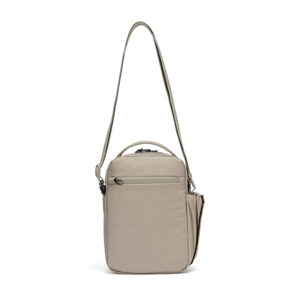 Stöldsäker axelremsväska - PACSAFE V Tour Crossbody Beige - 4
