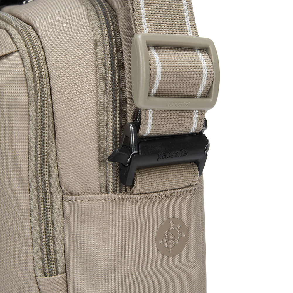 Stöldsäker axelremsväska - PACSAFE V Tour Crossbody Beige - 5