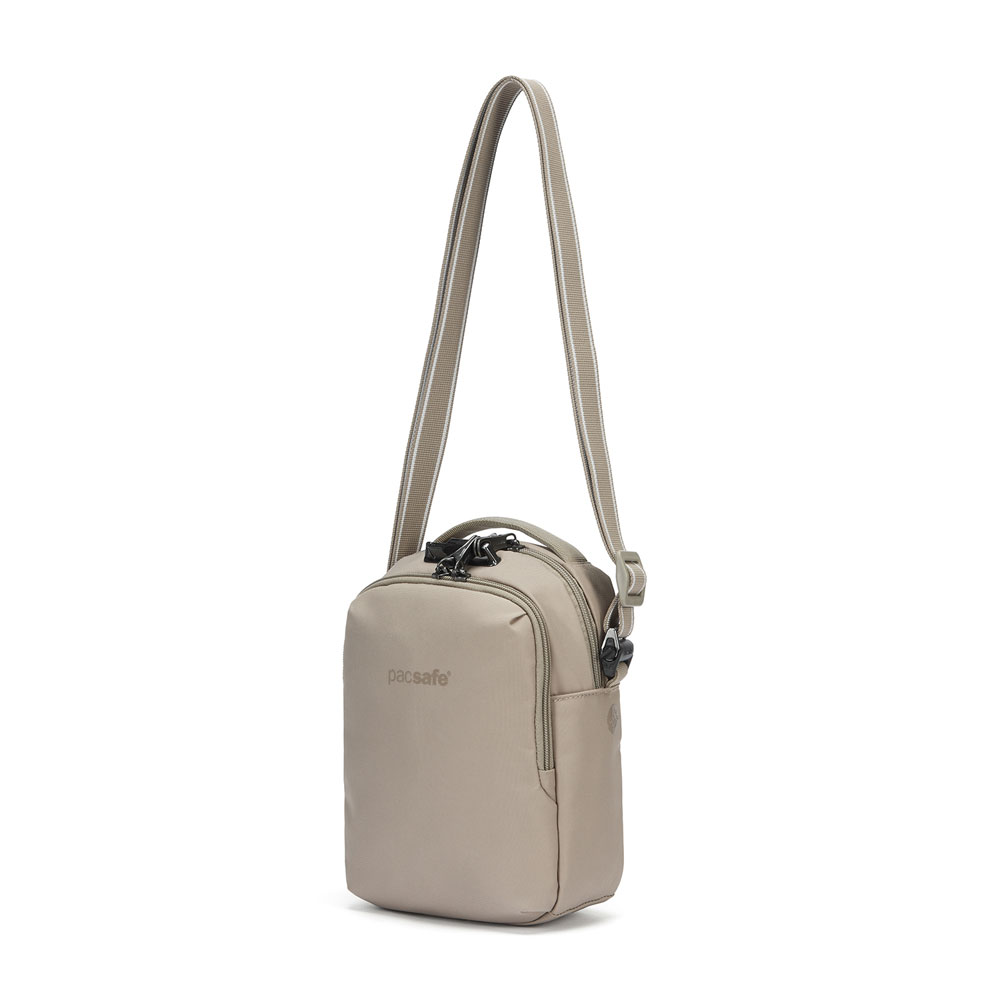 Stöldsäker axelremsväska - PACSAFE V Companion Crossbody Beige - 2
