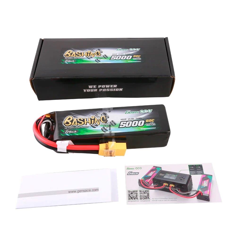 GensAce G-Tech 5000mAh 14.8V 4S 60C Lipo Battery Pack w/XT90 Plug-Bashing Series - 5