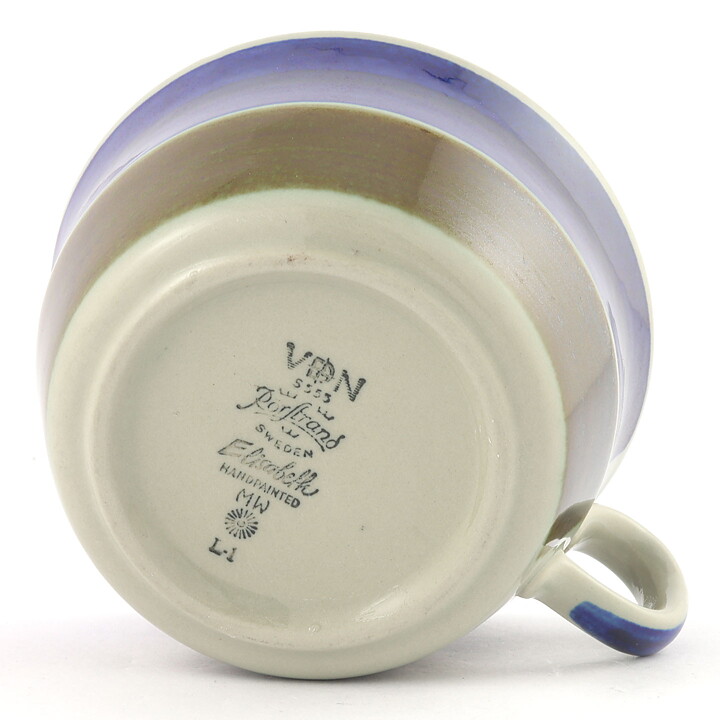 Marianne Westman (Elisabeth 1969) Sturdy Teacup with Blue/Green Decor 12 cm (No Saucer)  [Sample Images]