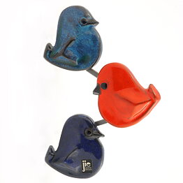 アイモ・ニェットボリ  鉄製の木の枝  カラフルな陶器の鳥  19cm  1960年代