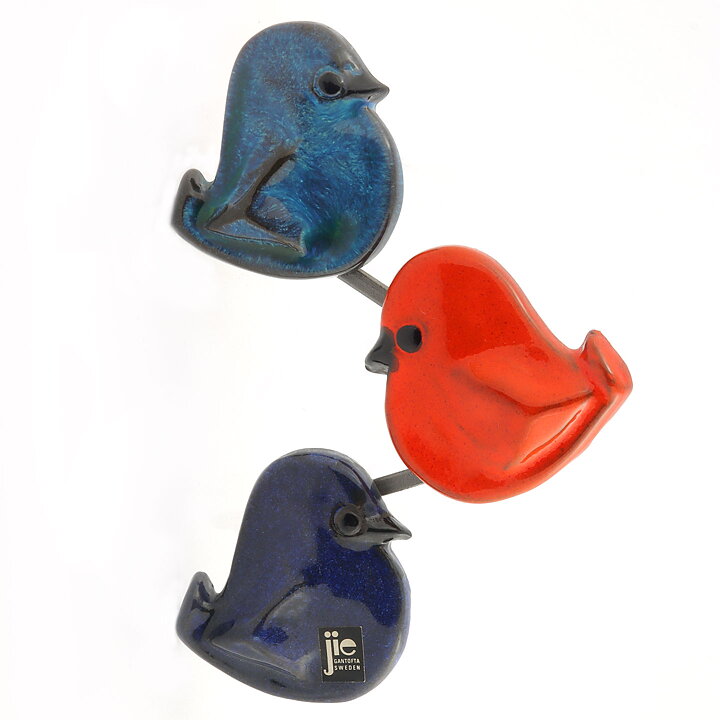 アイモ・ニェットボリ  鉄製の木の枝  カラフルな陶器の鳥  19cm  1960年代