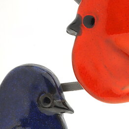 アイモ・ニェットボリ  鉄製の木の枝  カラフルな陶器の鳥  19cm  1960年代