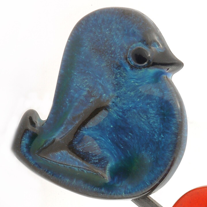 Aimo Nietosvuori (1960s) Iron Branch with Colorful Pottery Birds 19 cm