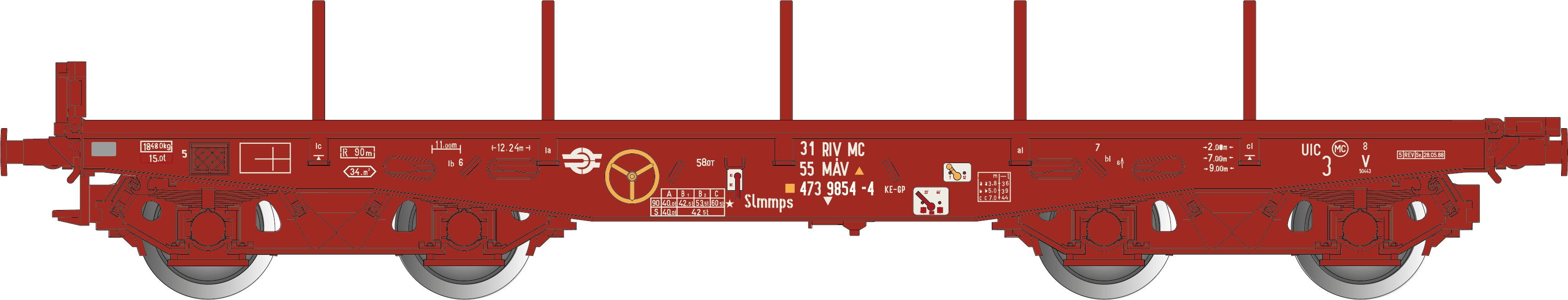 Flakvagn Slmmps 31 55 473 9854-4, MÁV Ep V