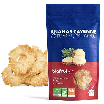 Torkad ekologisk ananas 100g biofruit