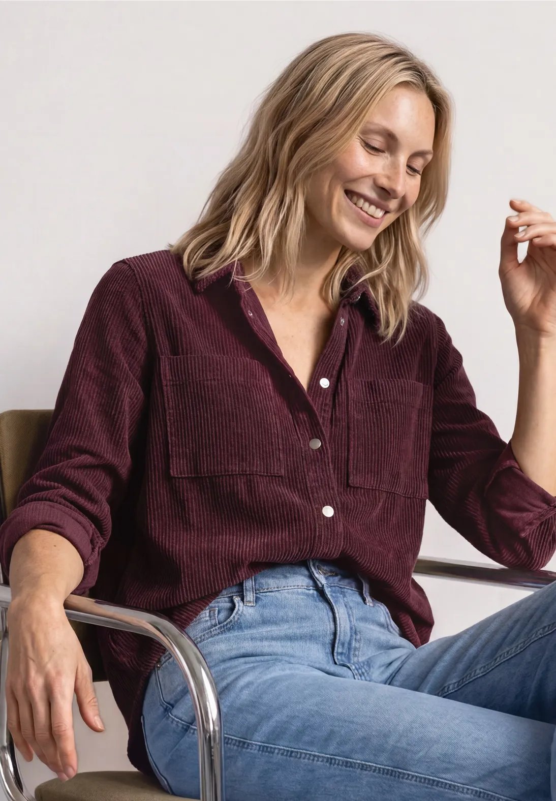 Corduroy Shirtcollarblouse - Rustic Rouge - Street One
